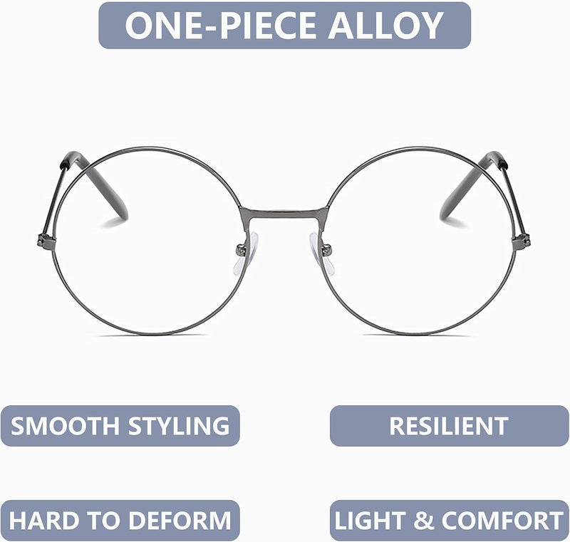 SOHUPAC Classic Round Glasses Retro Circle Eyeglasses Clear Lens Metal Frame Accessories Non-Prescription For Men Women - Image 5